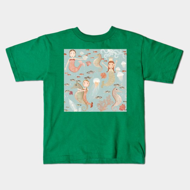 Mermaids Kids T-Shirt by katherinequinnillustration